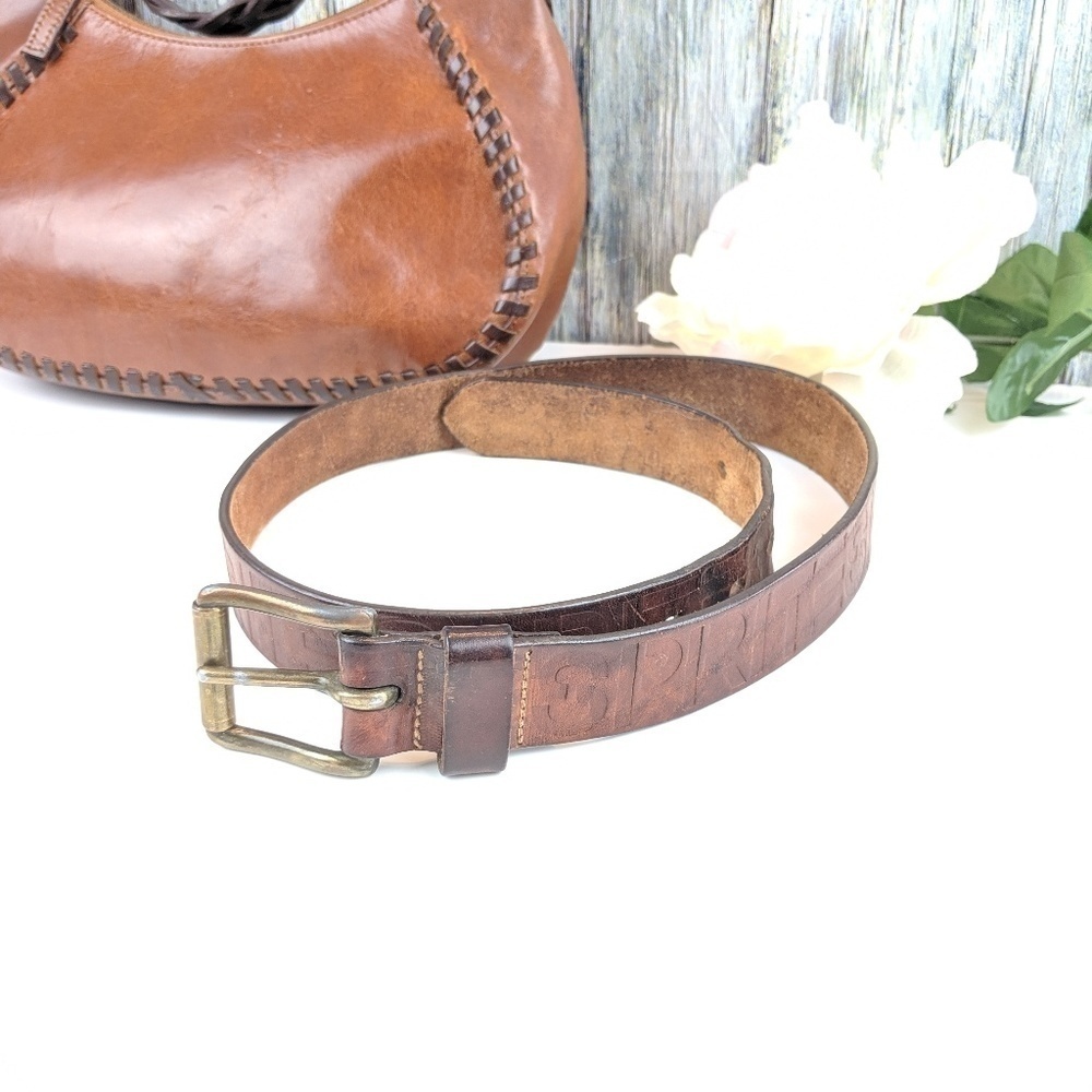 Esprit Vintage Brown Leather Logo Belt - Picture 3 of 8